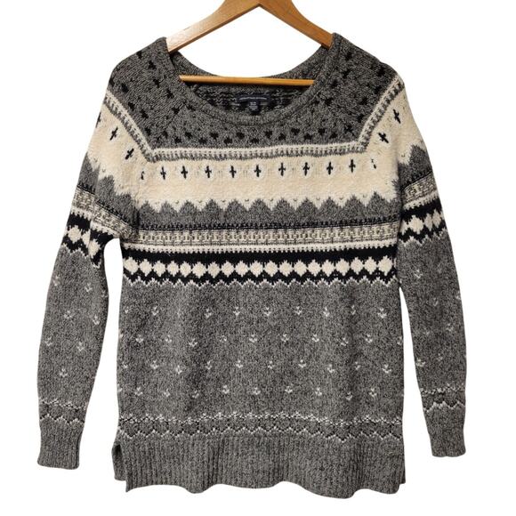American Eagle Fairisle Nordic Oversized Wool Blend Sweater Women's XS Soft Cozy - Picture 1 of 7